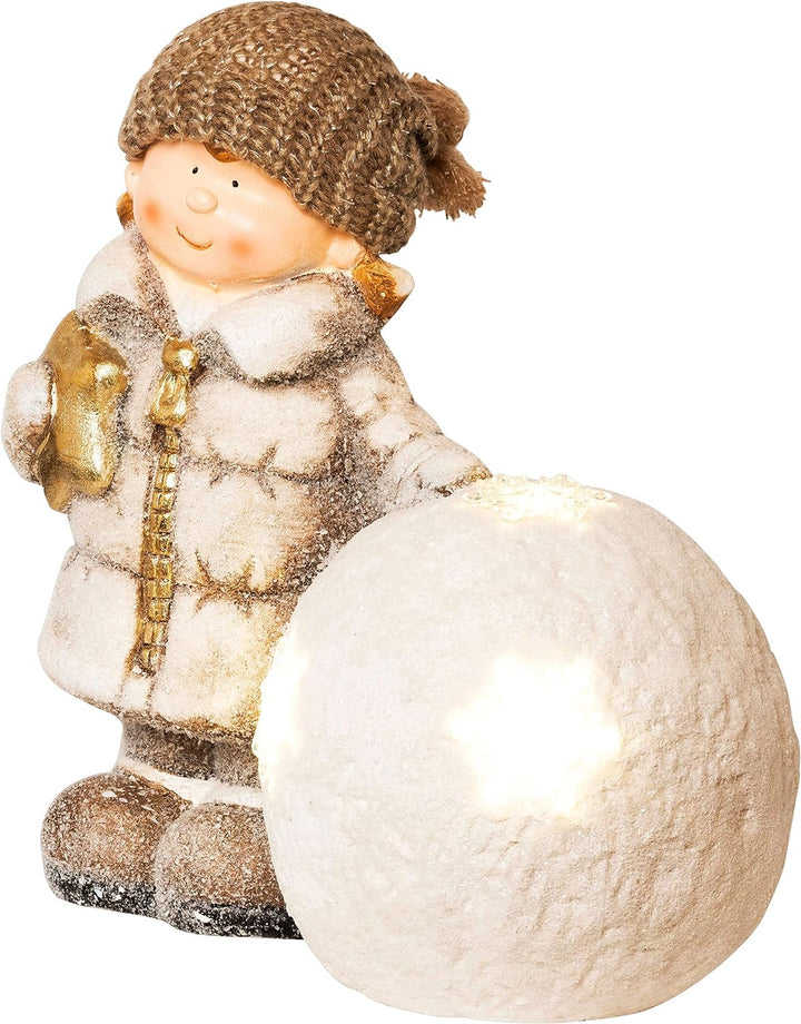 Wichtelstube-Kollektion XL 35cm Dekofigur LED Schneeball Weihnachten Deko Garten Weihnachsdeko