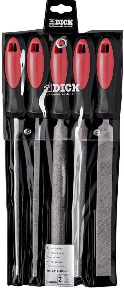 F. DICK Feilensatz 5tlg. 200 mm (Feilen für allgemeine Arbeiten, Hieb 2, Holz, Stahl, Eisen, NE-Meta