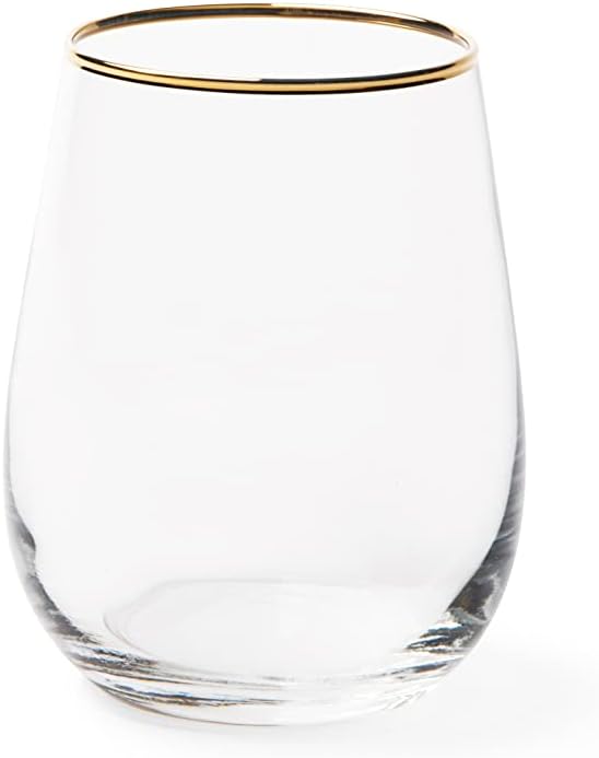 Excelsa Gold Set mit 6 Wassergläsern, mundgeblasenes Glas, Rand Gold