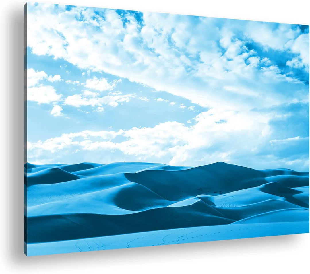 deyoli Wüstendünen Format 80x60 Effekt: Monocrome Blau als Leinwandbild, Motiv fertig gerahmt auf Ec