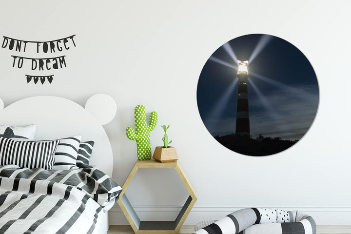 MuchoWow Wandbild Rund Wanddeko Deko Wohnzimmer Bilder 90x90 cm Leuchtturm von Ameland in der Abendd