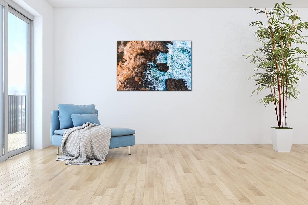 deyoli sagenhafte Küste Format: 100x70 cm als Leinwandbild, Motiv fertig gerahmt auf Echtholzrahmen,