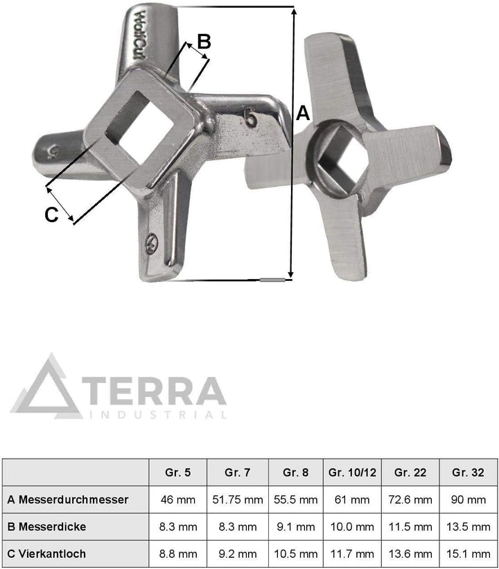Wolfcut Lochscheibensatz mit 3,0mm + 8,0mm Bohrungen und 1 Kreuzmesser - kompatibel mit Fleischwolf