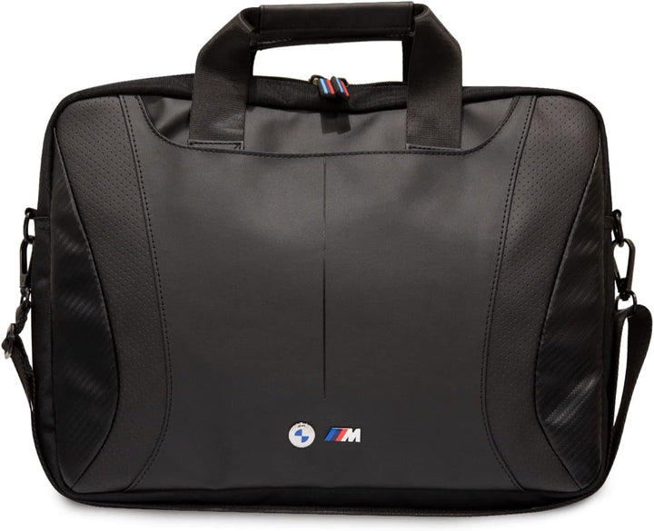 CG MOBILE BMW PU-Leder Computertasche mit Carbon-Kanten und perforierten Streifen, 38,1 cm, kompatib