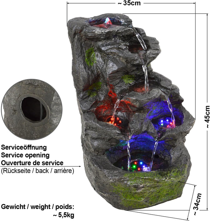 Gartenbrunnen Brunnen Zierbrunnen Zimmerbrunnen mit Beleuchtung Wasserfall Wasserspiel für Garten, G