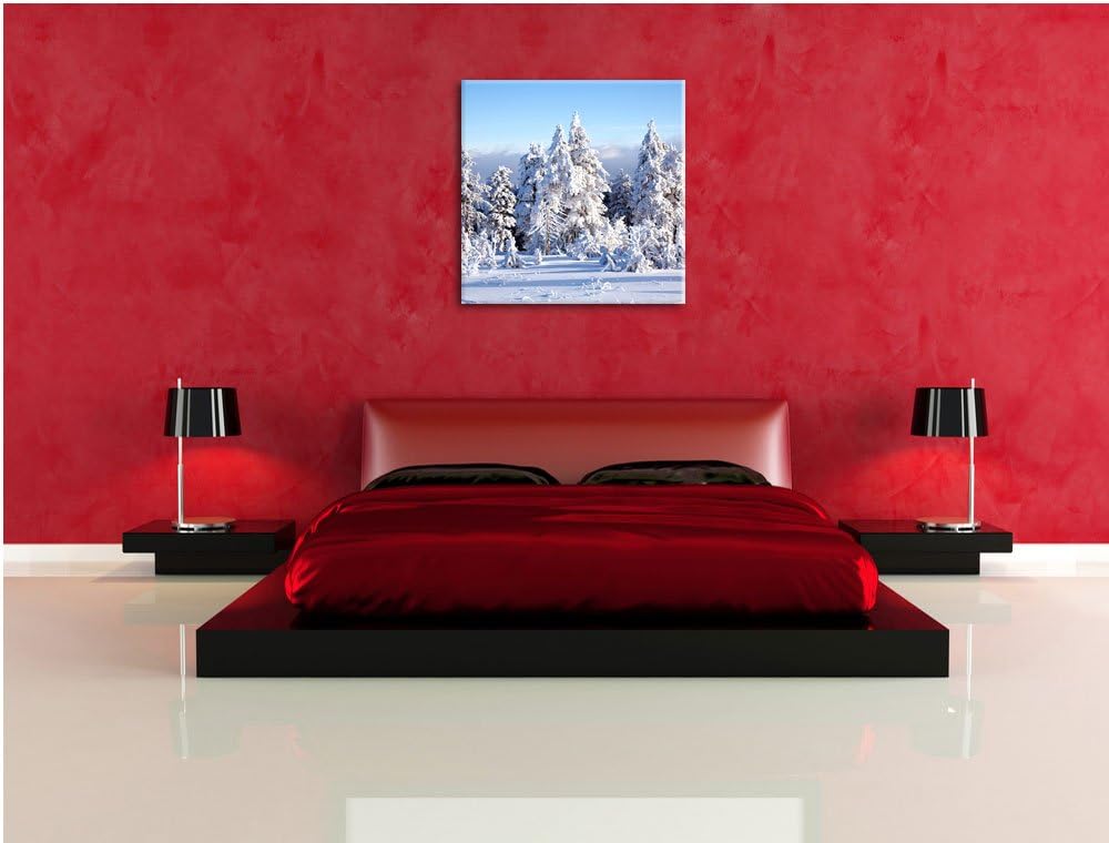 Pixxprint Winterwald, Format: 70x70 als Leinwandbild, tolle Bilder fertig auf Holzrahmen gespannt, K