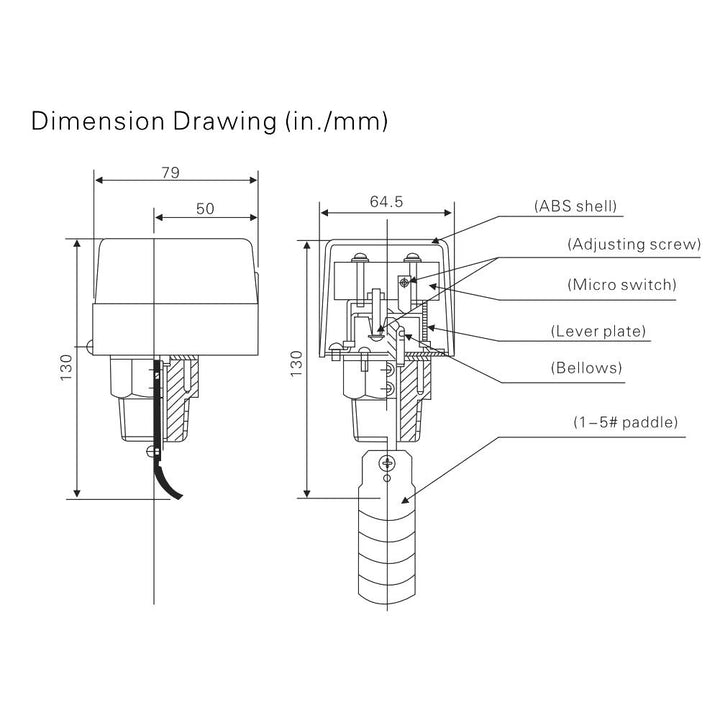 Wasserpaddel Durchflussschalter 1/2 Wasser/Durchflusssensor Edelstahl Flüssigkeitsdurchfluss-Schalte