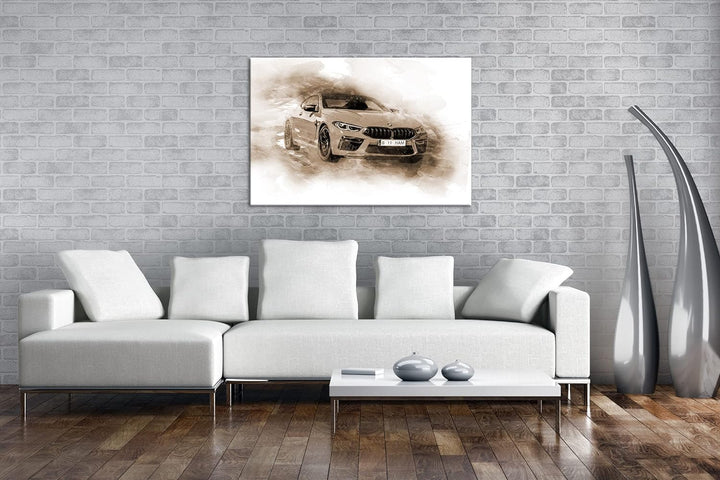 deyoli küstlericher Sportwagen Effekt: Sepia Format: 80x60 als Leinwandbild, Motiv fertig gerahmt au