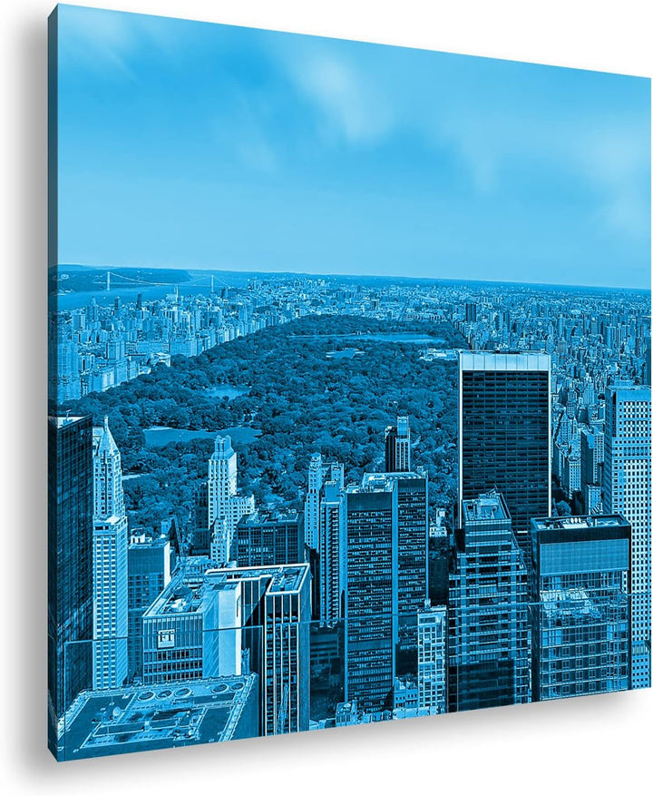 deyoli New York City mit Central Park Format: 70x70 Effekt: Monocrome Blau als Leinwandbild, Motiv f