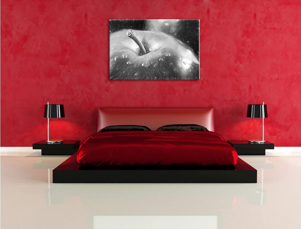 roter Apfel Kohle Effekt, Format: 100x70 auf Leinwand, XXL riesige Bilder fertig gerahmt mit Keilrah