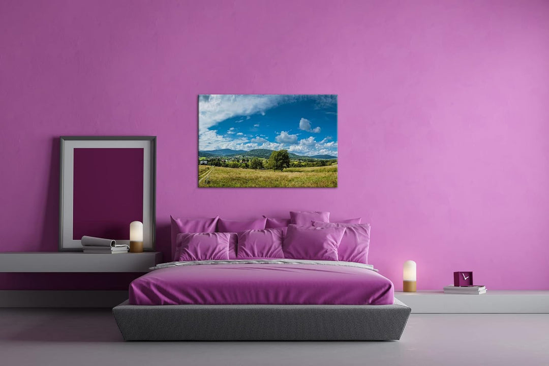 deyoli schöne Landschaft mit Bergen im Format: 80x60 als Leinwandbild, Motiv fertig gerahmt auf Echt
