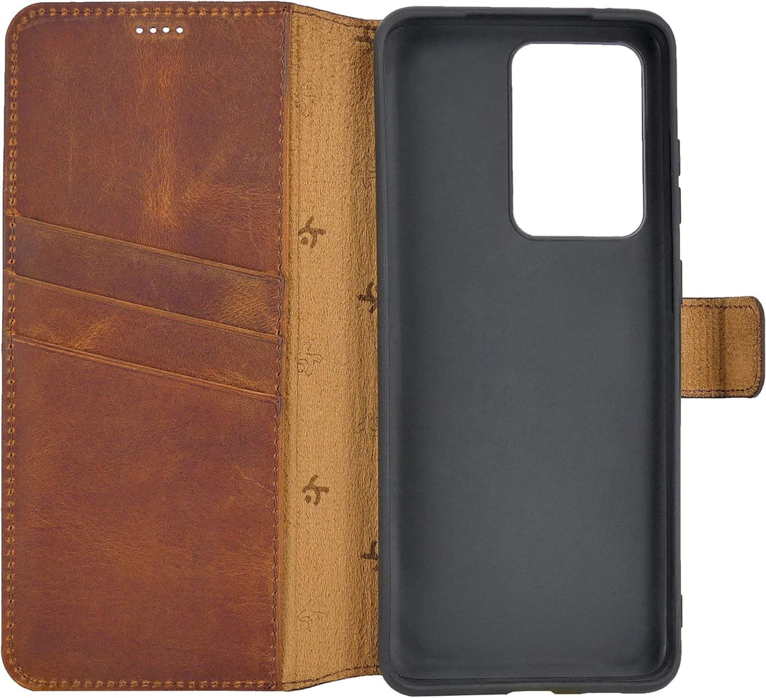 Suncase Book-Style Hülle kompatibel mit Samsung Galaxy S20 Ultra Leder Tasche (Slim-Fit) Lederhülle