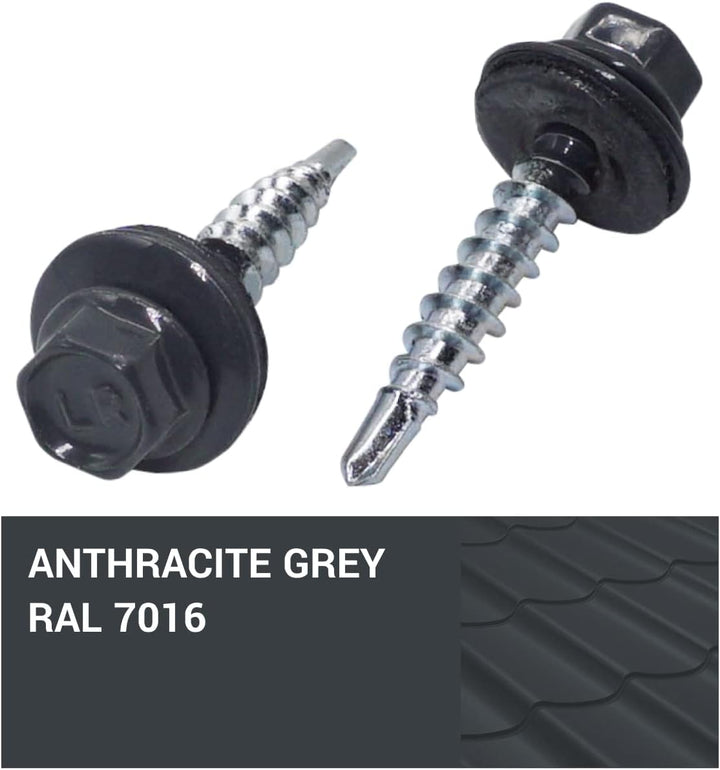 (Packung mit 250 Stück) Metall-Dachschrauben, 4,8 x 25 mm lackierte, selbstbohrende Schrauben mit EP