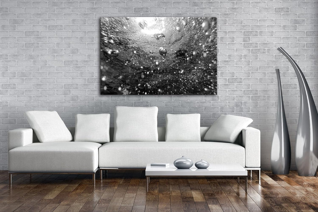 deyoli Luftblasen im blauen Wasser Effekt: Schwarz/Weiss im Format: 80x60 als Leinwandbild, Motiv fe
