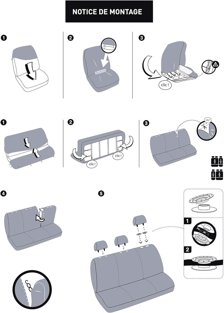 DBS - Autositzbezüge | Schonbezüge - PKW/Auto - 5 Sitze - Schwarz + Jacquard - Universal - rutschfes