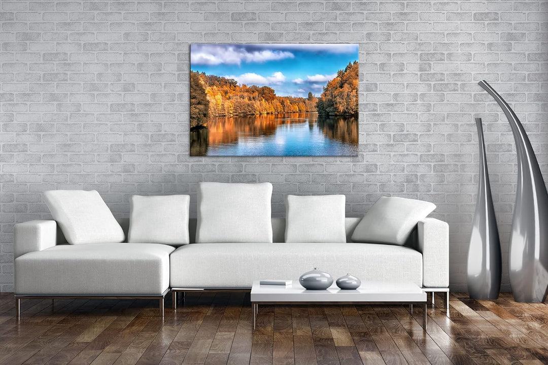 deyoli stiller See Format: 80x60 als Leinwand, Motiv fertig gerahmt auf Echtholzrahmen, Hochwertiger