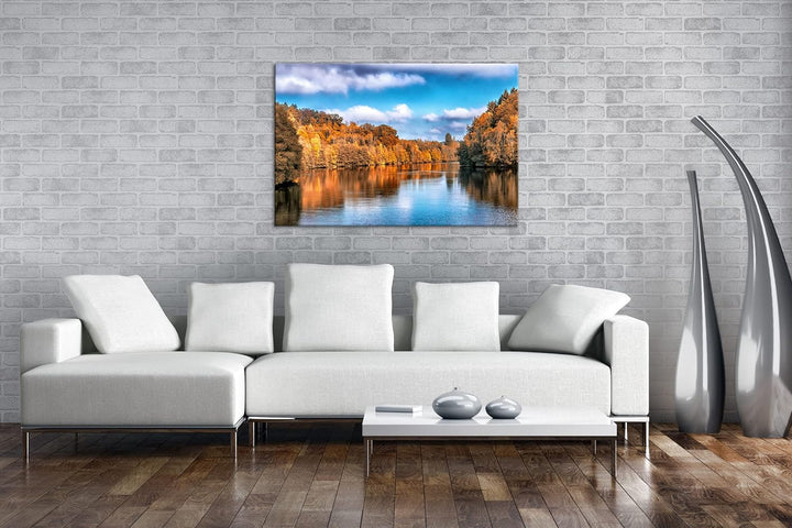 deyoli stiller See Format: 80x60 als Leinwand, Motiv fertig gerahmt auf Echtholzrahmen, Hochwertiger