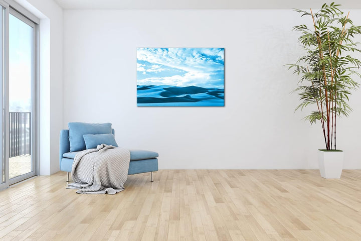 deyoli Wüstendünen Format 80x60 Effekt: Monocrome Blau als Leinwandbild, Motiv fertig gerahmt auf Ec