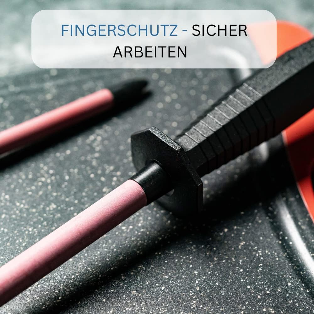 Westmark Wetzstab + Stabschutz, Länge: 50,6 cm, Sinterrubin/Kunststoff, Sieger-Long-Life, Rot/Schwar