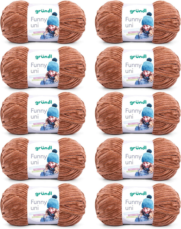 Gründl Funny uni Strick- & Häkelgarn (samtartiges Chenille-Garn aus 100% Polyester, 100 g / 120 m, N