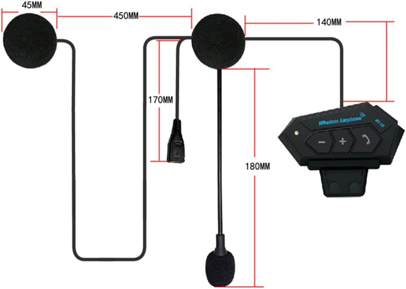 OBEST Motorrad Bluetooth Headset, Helm-Headset mit Freisprech-Kommunikationssystem und Geräuschreduz