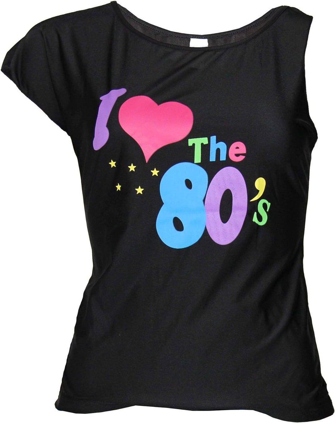 schwarzes 80er Jahre Neon Shirt für Damen Fasching Karneval Kostüm Grösse S-XXL, Grösse:XXL XXL Schw