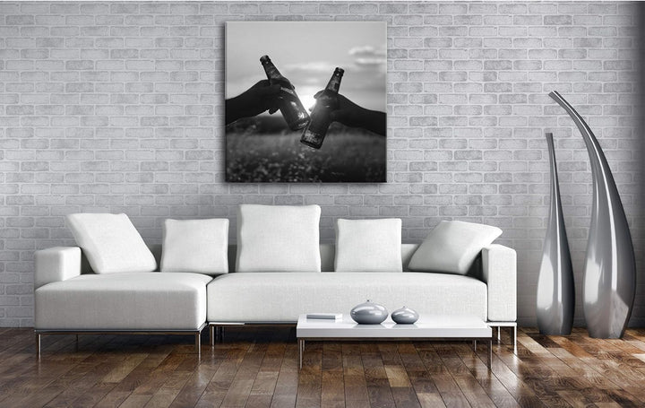 deyoli kühles Bier zum Abend Format: 70x70 Effekt: Schwarz&Weiss als Leinwandbild, Motiv fertig gera