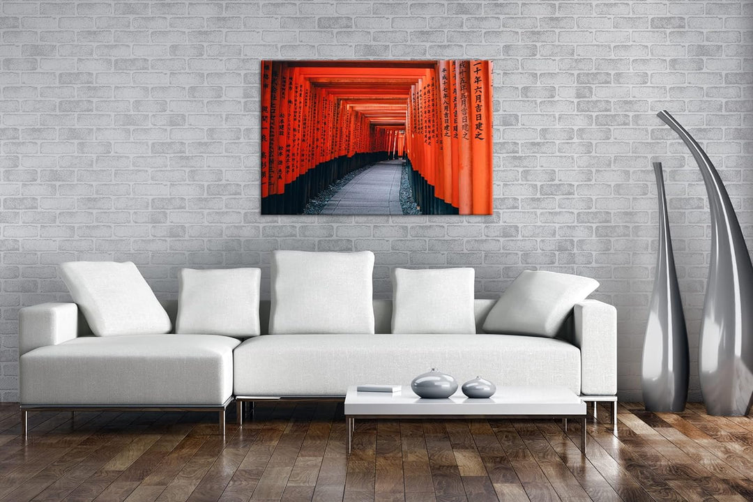 deyoli Shinto weg in Japan Format: 100x70 als Leinwand, Motiv fertig gerahmt auf Echtholzrahmen, Hoc