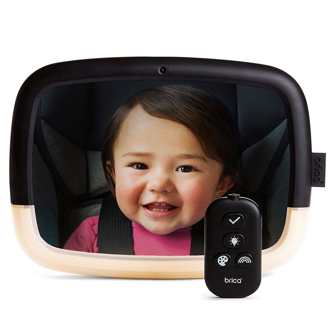 Munchkin Baby-Rücksitzspiegel mit LED-Nachtlicht, Weitwinkel-Babyspiegel für Babys und Kleinkinder m