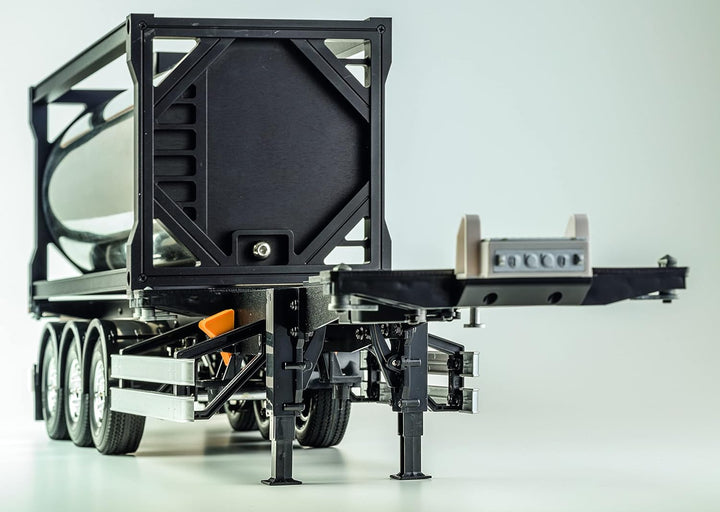 Carson 500907348 Schritte zum 1:14 Auflieger-Fahrgestell 20/40ft.Cont, Schwarz