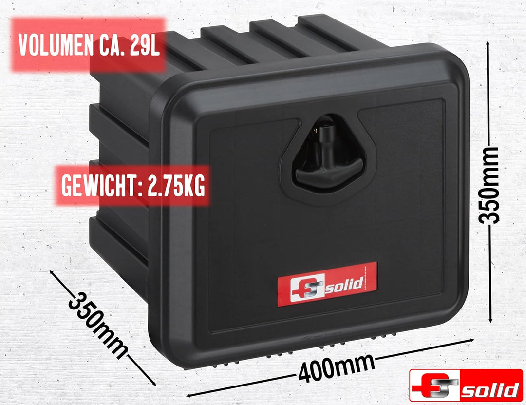 FTsolid Unterbaubox Staukasten Anhängerkiste Gurtkiste Staubox Unterflurbox Werkzeugkiste (400x350x3