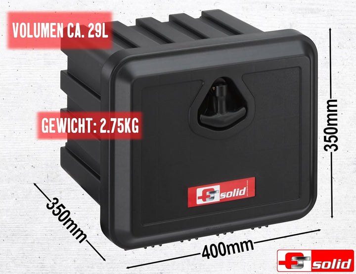 FTsolid Unterbaubox Staukasten Anhängerkiste Gurtkiste Staubox Unterflurbox Werkzeugkiste (400x350x3
