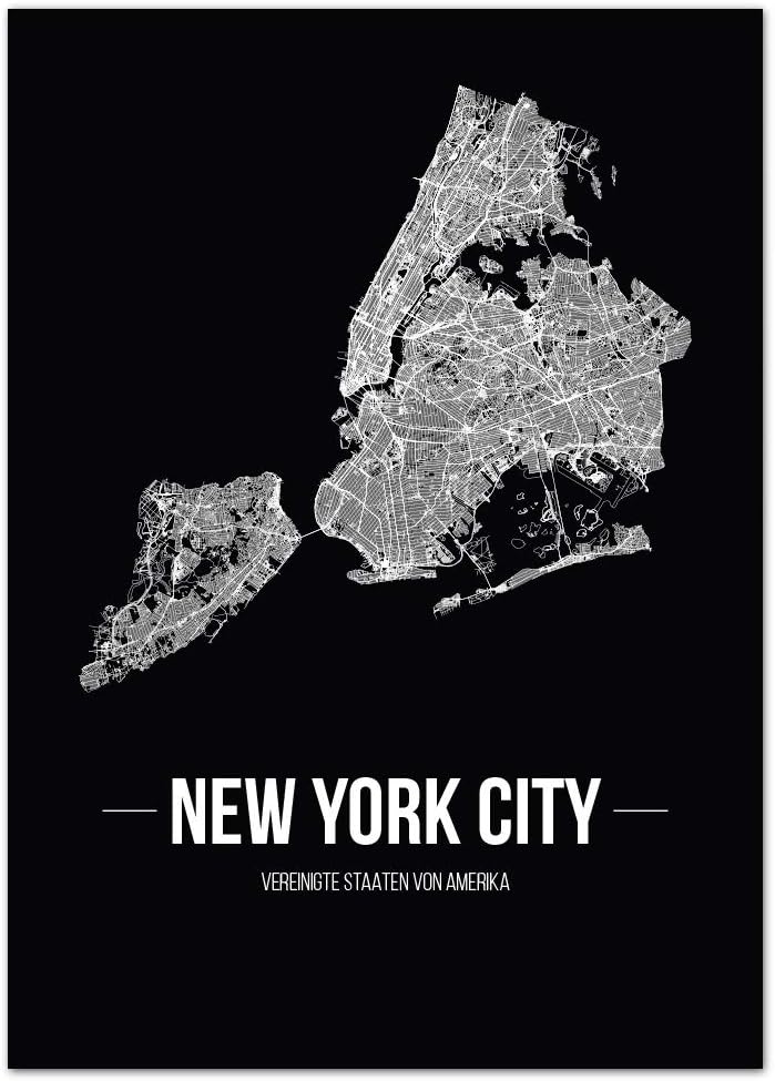 JUNIWORDS Stadtposter, New York City, Wähle eine Grösse, 40 x 60 cm, Poster, Schrift B, Schwarz 40 x