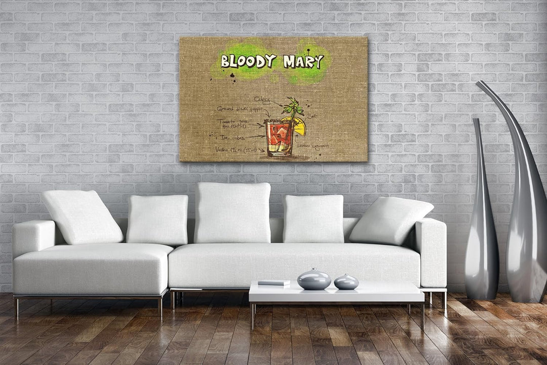 deyoli Rezept für eine Bloody Mary Format: 80x60 als Leinwandbild, Motiv fertig gerahmt auf Echtholz