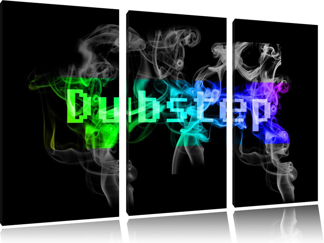 Bunt Electro music, Dubstep schwarz/weiss 3-Teiler Leinwandbild 120x80 Bild auf Leinwand, XXL riesig