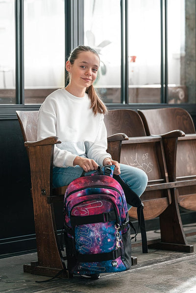 Baagl Schulrucksack für Jungen Mädchen Teenager - Skateboard Rucksack - Kinderrucksack mit Laptopfac