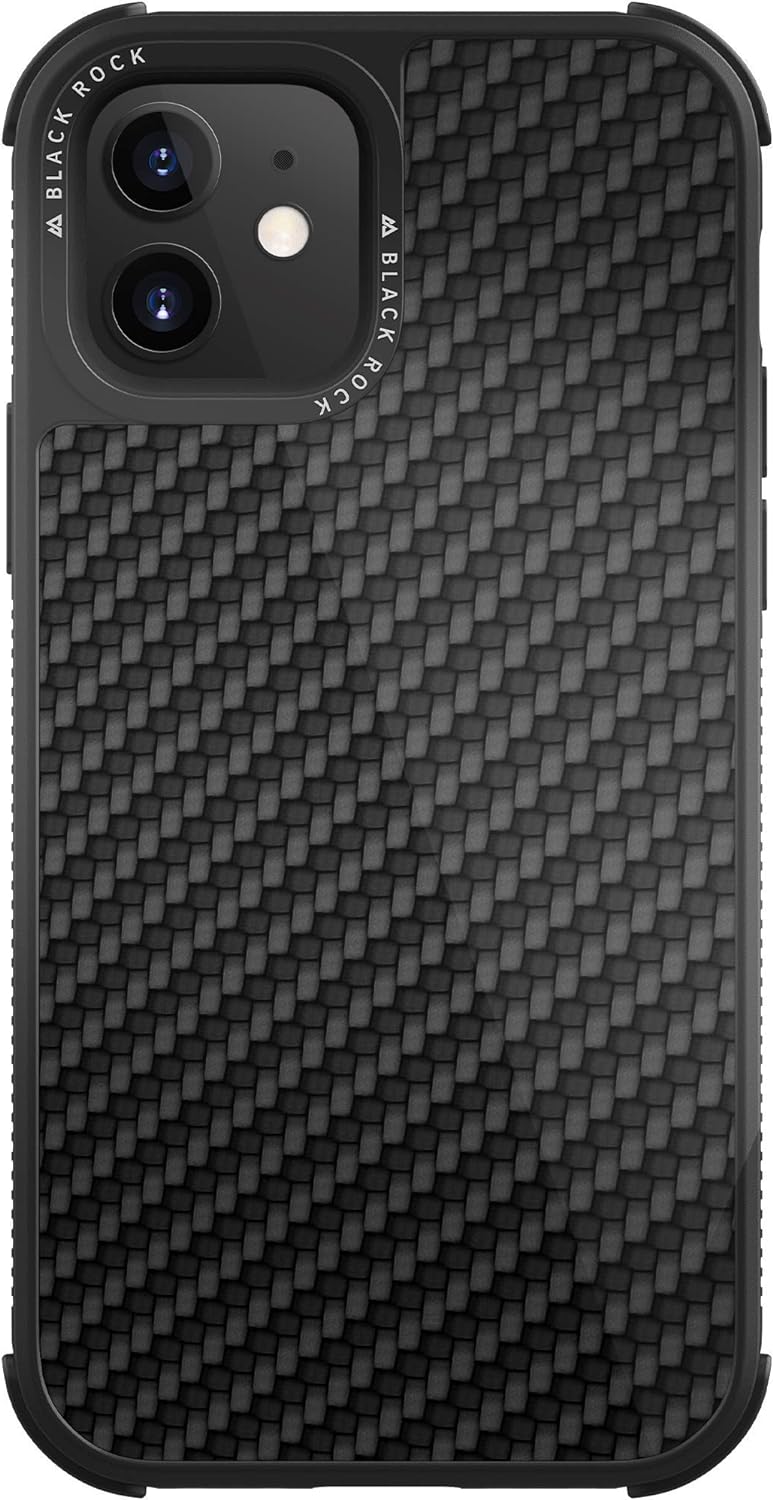 Black Rock - Handyhülle Robust Case Real Carbon Hülle passend für Apple iPhone 12 Mini I Karbon, Fib