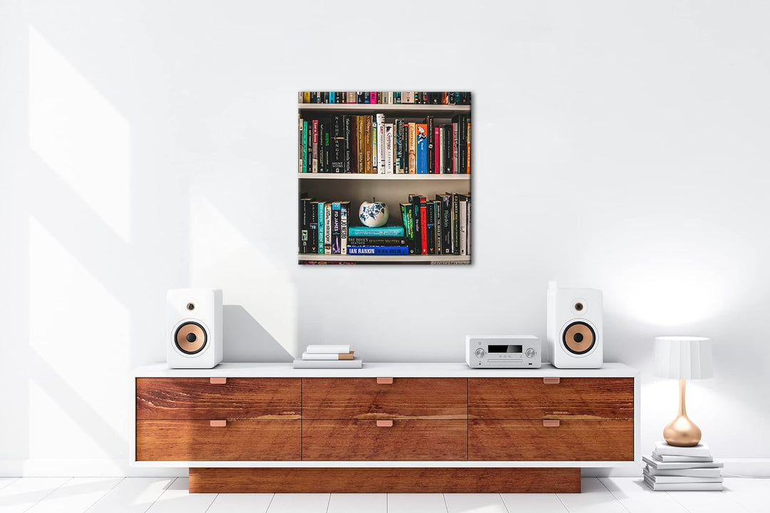 deyoli Rand volles Bücherregal Format: 60x60 cm als Leinwandbild, Motiv fertig gerahmt auf Echtholzr