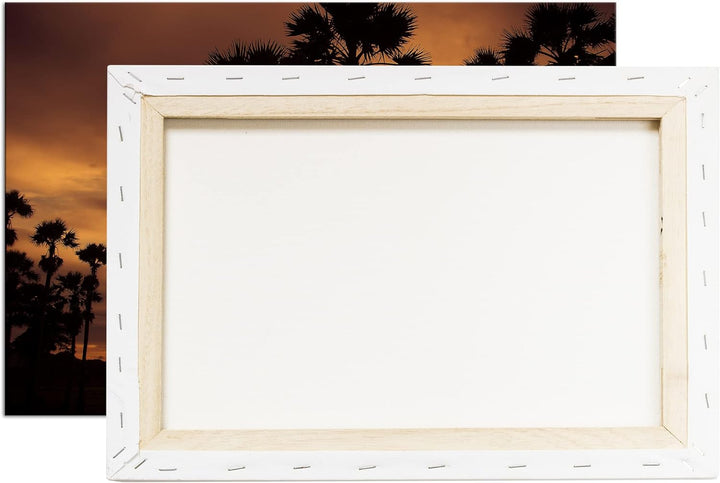 deyoli Palmen bei Dämmerung Format: 80x60 als Leinwandbild, Motiv fertig gerahmt auf Echtholzrahmen,