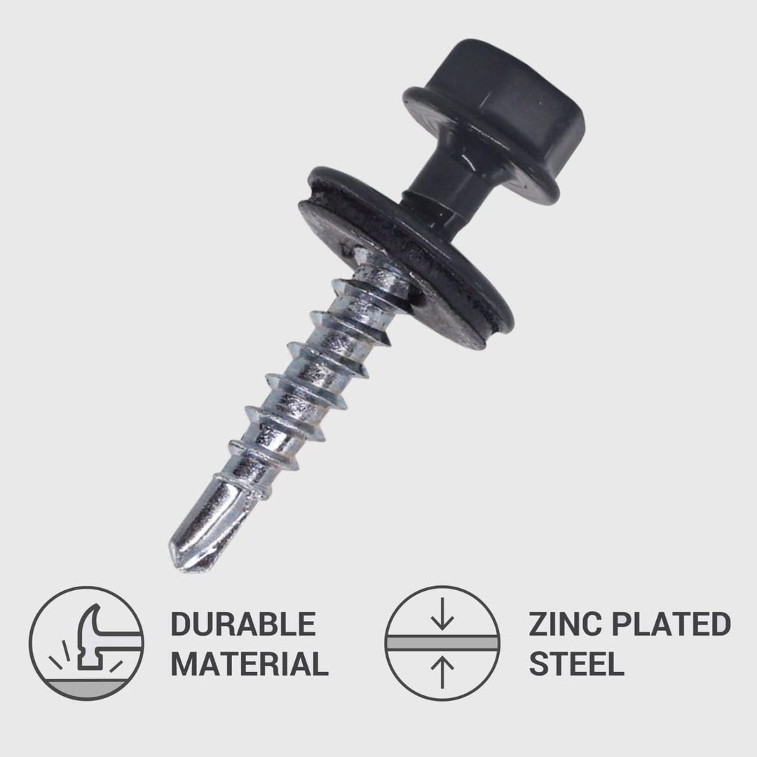 (Packung mit 250 Stück) Metall-Dachschrauben, 4,8 x 25 mm lackierte, selbstbohrende Schrauben mit EP