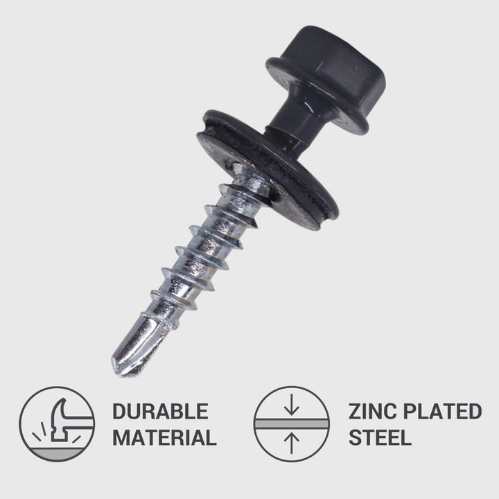 (Packung mit 250 Stück) Metall-Dachschrauben, 4,8 x 25 mm lackierte, selbstbohrende Schrauben mit EP