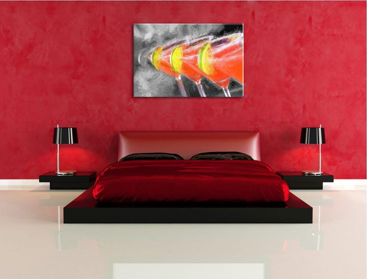 Frischer Sommercocktail, Bild auf Leinwand, XXL riesige Bilder fertig gerahmt mit Keilrahmen, Kunstd