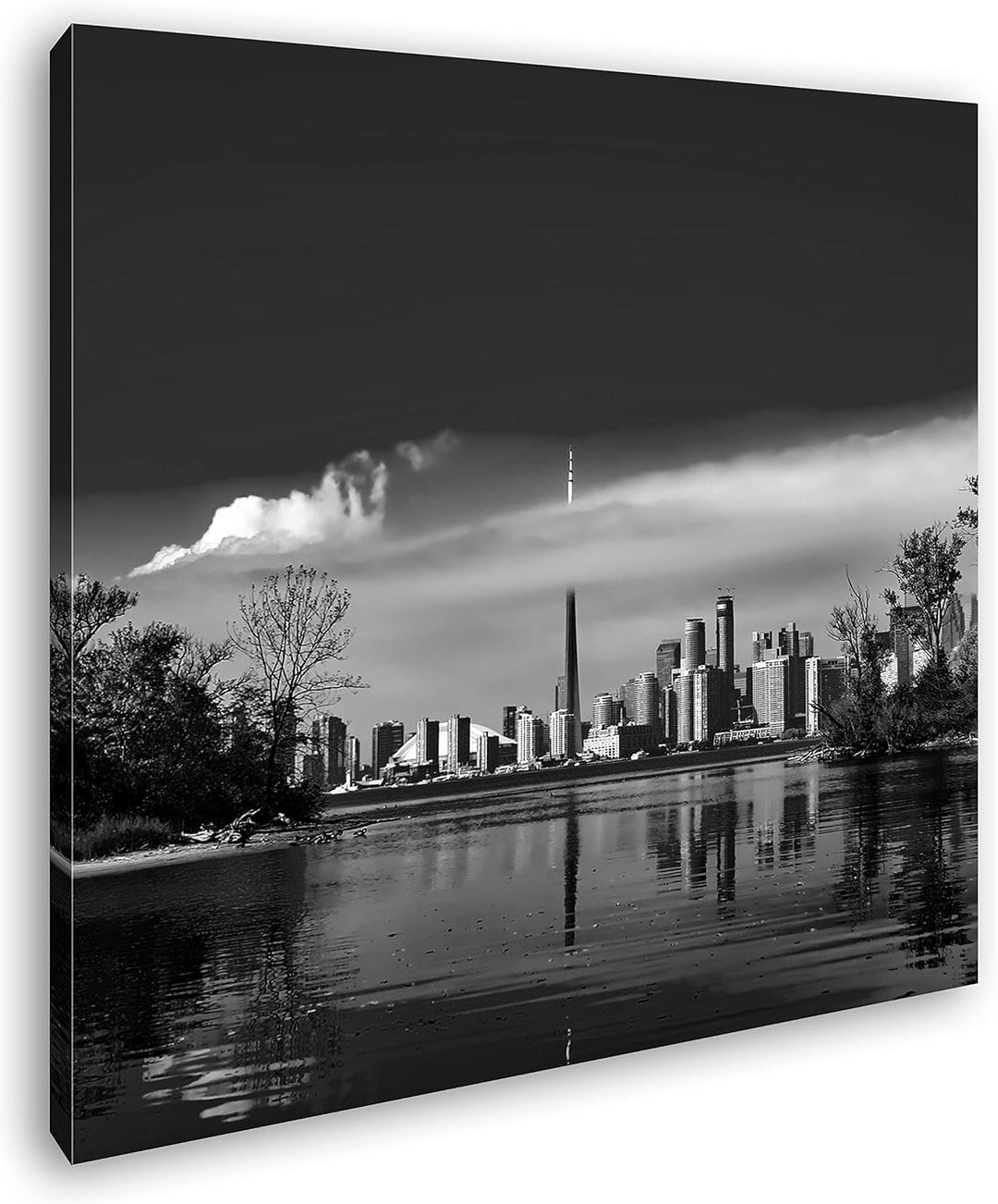 deyoli Küste von Toronto Kanada Format: 70x70 Effekt: Schwarz&Weiss als Leinwandbild, Motiv fertig g