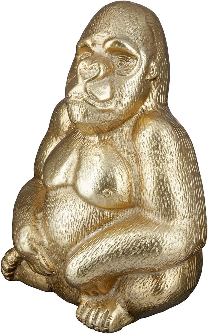 GILDE Deko Tier Figur Skulptur Gorilla - Moderne Kunst und Dekoaration aus Kunstharz - Farbe: Gold -