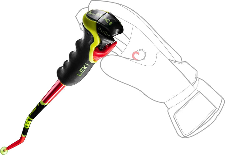 LEKI Unisex-Adult Skistock 105 Bright Red - Black - Neon Yellow, 105 Bright Red - Black - Neon Yello