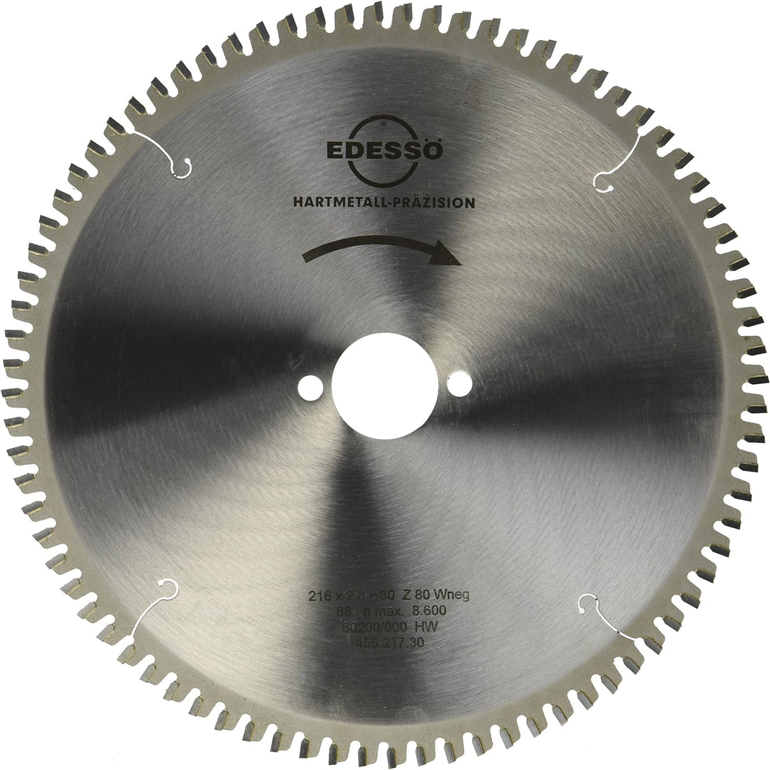 Edessö 45521730 HM-Kreissägeblatt Präzision-Spezial 2/7/42 HW 216x2,8/1,8x30 Z=80 W neg, Silber