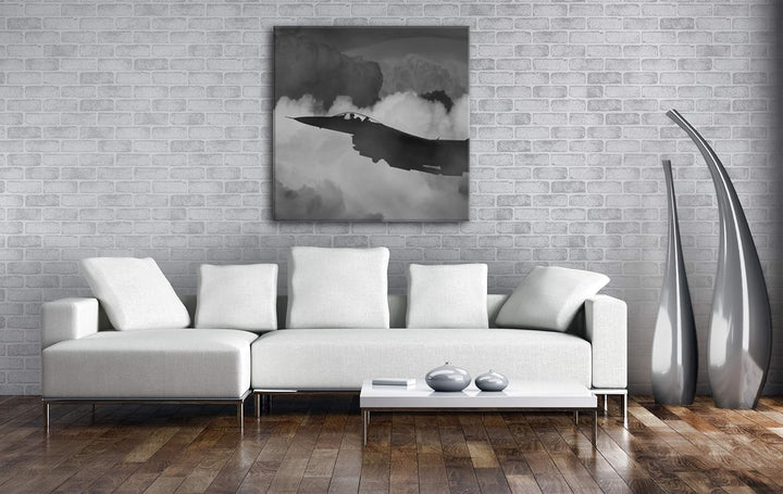 deyoli Militärsflugzeug bei Nachthimmel Format: 70x70 Effekt: Schwarz&Weiss als Leinwandbild, Motiv