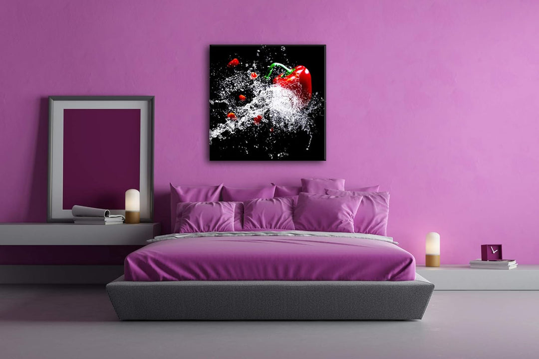 deyoli nasse Paprika Format: 70x70 als Leinwandbild, Motiv fertig gerahmt auf Echtholzrahmen, Hochwe