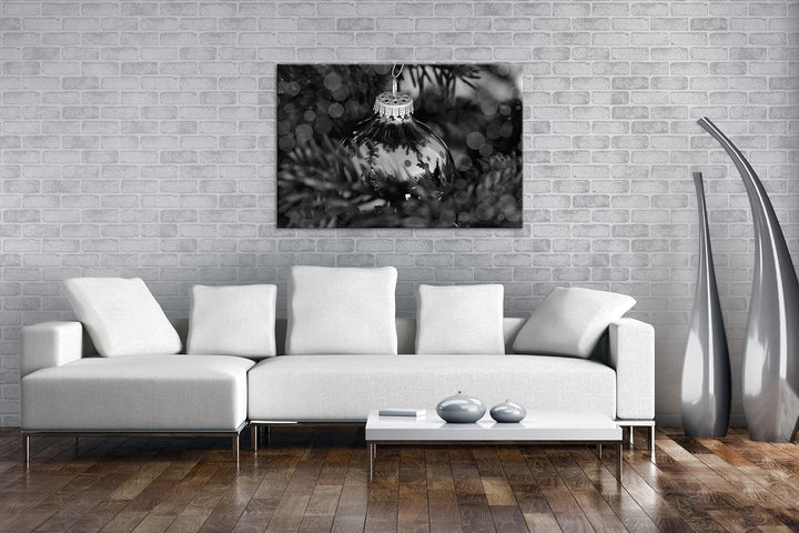 deyoli Weihnachtlicher Schmuck Effekt: Schwarz&Weiss Format: 80x60 als Leinwandbild, Motiv fertig ge