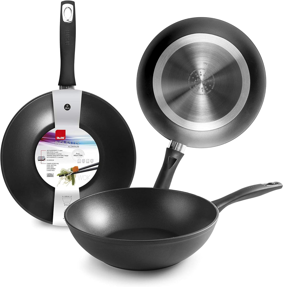IBILI 400528N WOK NEW INDUPLUS 28 CM, Stainless Steel